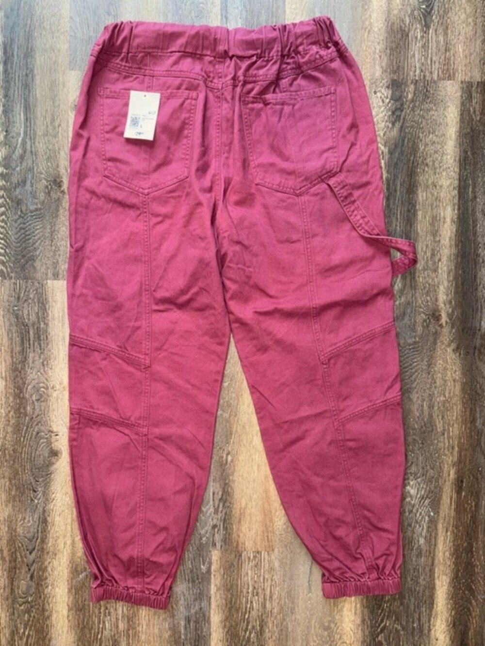 NWT Forever 21 Women's Size L Berry Cargo Joggers Woven Ankle Pants Burgundy - Picture 3 of 8